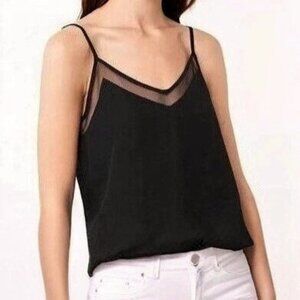 Dex Black Mesh Trim V-Neck Camisole